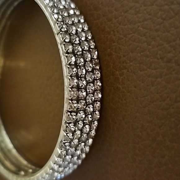 Layered Paved Rhinestone Bangle Bracelet - Picture 3 of 6